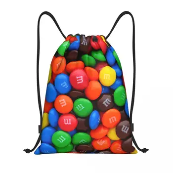 Изготовленная на заказ сумка для шоколадных конфет M & M's на шнурке для тренировок, Рюкзаки для Йоги, Женская Мужская Спортивная сумка для спортзала