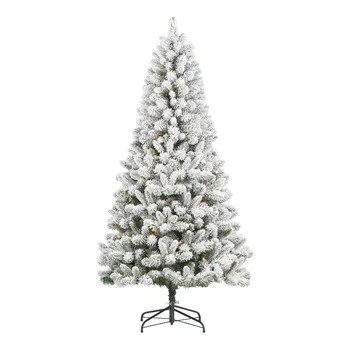Искусственная рождественская елка из флокированной сосны Фриско высотой 6,5 футов, 250 ярких огней, зеленого цвета, к праздникам