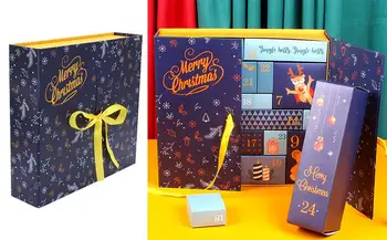 Коробки с рождественским Адвент-календарем на 24 дня, креативные Волшебные игрушки, Адвент-подарок для детей, аксессуары разных цветов, Подарочная коробка для детей