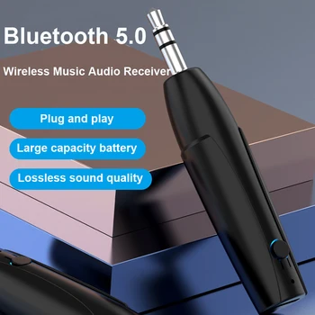 Мини-разъем 3,5 ММ, Беспроводной Bluetooth-совместимый приемник 5.0 Aux, стерео аудио адаптер громкой связи, приемник для автомобильных наушников, динамик