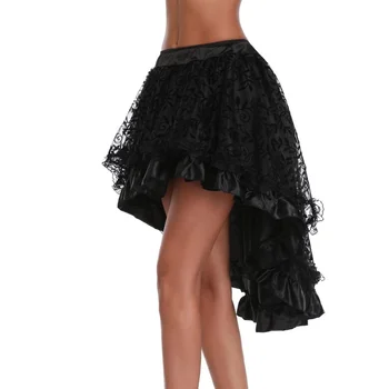 Модная женская юбка на молнии в стиле стимпанк, готический тюль, кружевные асимметричные юбки в стиле пиратской девушки