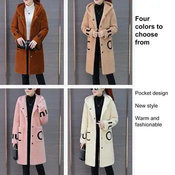 Модное пальто-кардиган, Тонкое Плюшевое пальто с буквенным принтом, Роскошное Длинное Плюшевое пальто, Верхняя одежда, защищающая от холода