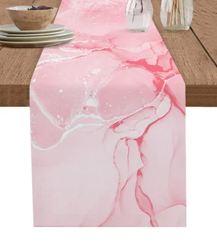 Настольная дорожка с текстурой розового мрамора, украшение домашнего декора, украшение обеденного стола, декор стола