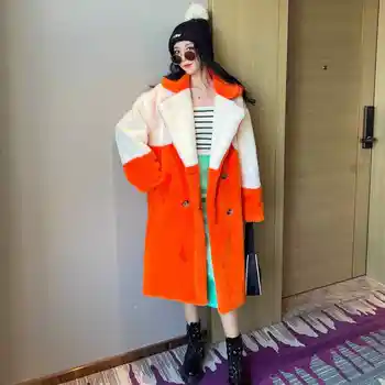 Новая модная женская осенне-зимняя пушистая теплая верхняя одежда, свободная длинная куртка из искусственного кролика, повседневное утолщенное пальто C29