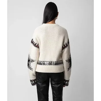 Новый осенне-зимний женский пуловер с круглым вырезом, кашемировый вязаный свитер с длинным рукавом