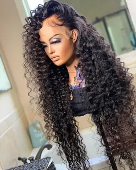 Парик на кружеве 13x4, парики из человеческих волос, Бразильский парик волны чистой воды, предварительно выщипанный парик для женщин, Бесклеевые парики на кружеве