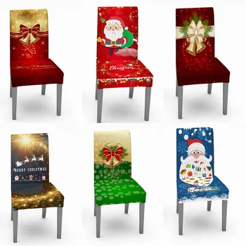 Рождественский чехол для стула Эластичный Санта Клаус Кухонные Обеденные чехлы для стульев Navidad Чехлы для сидений для банкета Домашний декор для вечеринок