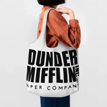 Сумки для покупок Dunder Mifflin Paper Company, сумки для покупок в офисе, ТВ-шоу, холщовые сумки для покупок, сумки через плечо, сумки большой емкости
