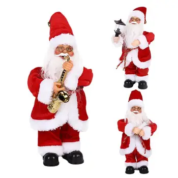 Танцующий Санта-Клаус под музыку, Рождественская кукла Санта-Клауса, Качающая головой, Санта-Клаус Для детей, Забавная электрическая игрушка в очках