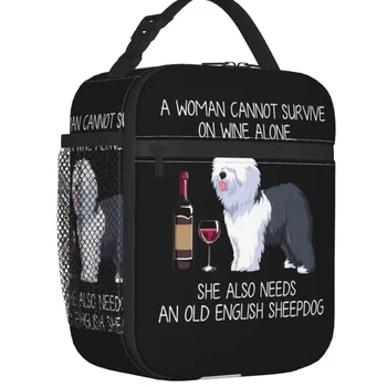 Термоизолированная сумка для староанглийской овчарки и вина, контейнер для ланча с забавной собачкой, коробка для еды для работы, учебы и путешествий